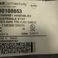 Molex 1300100863 Brad Connectivity Cordset 114030K12M005 0.5M Lot of 3