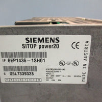 Siemens Sitop Power 20 6EP1436-1SH01 Power Supply In 400-500V 24V,  20A 50/60Hz