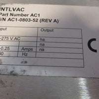 INTLVAC AC1 Rev A Auto Controller 85275 VAC Input