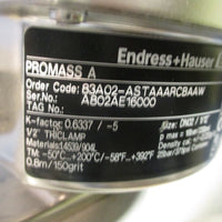 Endress+Hauser Promass A Mass Flow Meter 83A02ASTAAARCBAAW A802AE16000