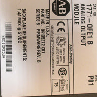 Allen Bradley 1771OFE1 Ser B Analog Output Module Rev. P01, No 96135272 C01