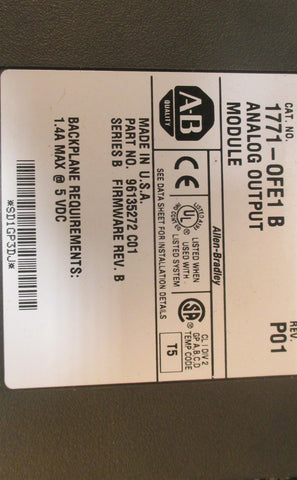 Allen Bradley 1771OFE1 Ser B Analog Output Module Rev. P01, No 96135272 C01