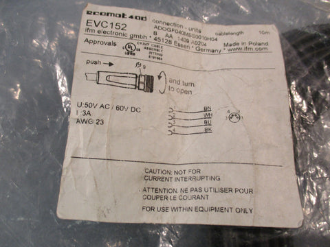 IFM EFECTOR #EVC152 ecomat Cordset, Single-End; Single Keyway; Straight