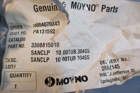 Genuine Moyno Parts 3308815010 Sanitary Tube Clamp 10,00TUB,304SS 10" ID