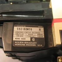 Allen Bradley 509BOD Ser B Motor Starter Size 1 w/ 592BOW16 Ser A Relay Used