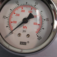 Lot of (2) WIKA Gauge Type 111.10 2.5 0-100 psi/Kpa 1/4" NPT U-Clamp 9670777