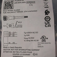 Sick YF2A14-100UB3XLEAX Cordset M12 Female 10m Unshielded AWG22