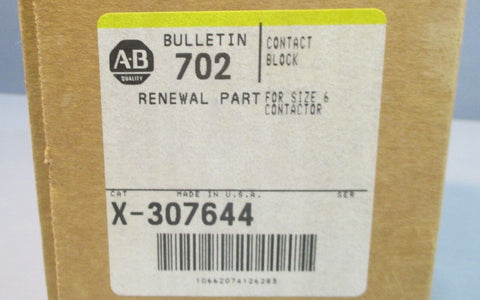 Allen Bradley X-307644 Contact Block For Size 6 Contactor Bulletin 702 NIB