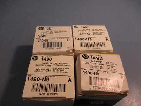 LOT OF (4) ALLEN BRADLEY 1490-N9 3/4" CONDUIT HUB SERIES A