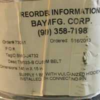 Bay Manufacturing Corp. TM533-B Conveyor Belt 145" x 15" With Connecting Pin