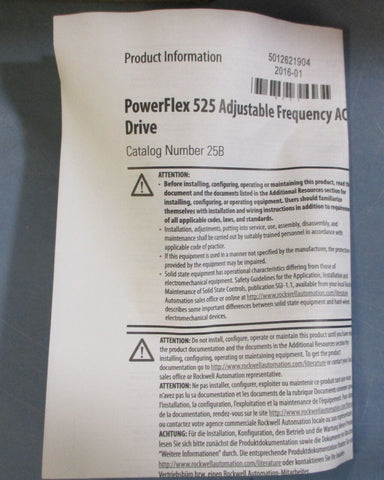 Allen Bradley 25B-D010N114 Ser A Power Flex 525 AC Drive 164069 5HP 10.5A 3PH