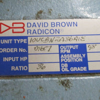 David Brown Radicon 10UCBN2A36A1E Gear Reducer 36:1 Ratio, 48 RPM Output