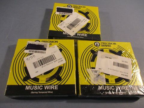 Lot of (3) Precision Brand Music Wire,, Carbon Steel, .016 Diameter, UPC# 21216