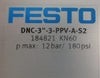 Festo 184821 Pneumatic Profile Cylinder DNC-3"-3-PPV-A-S2 3" Stroke 3" Bore