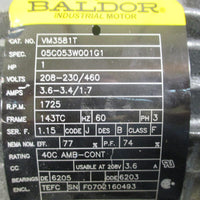 Baldor VM3581T 1 HP 1725 RPM 460 Volts Electric Motor  New