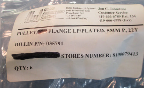 Lot 2 Dillin Engineering 035791 Flanged Timing Pulley 4 Mount Hole 22 Teeth NWOB