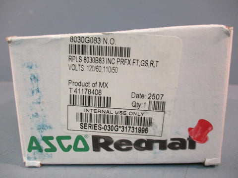 ASCO RED-HAT 8030G083 SOLENOID VALVE 120/60 110/50 3/4" 10.1 Watts 302799