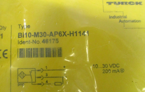 Turck Bi10-M30-AP6X-H1141 Proximity Sensor 10-30VDC 200mA Sn: 10mm ID No: 46175