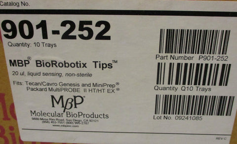 MBP Molecular BioProducts 901252 BioRobotix Pipette Tips 20 uL, 10 Trays of 96