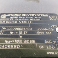 NORDSON DRIVESYSTEMS RIGHT ANGLE GEARBOX 8.17:1 RATIO SK02050N140TC
