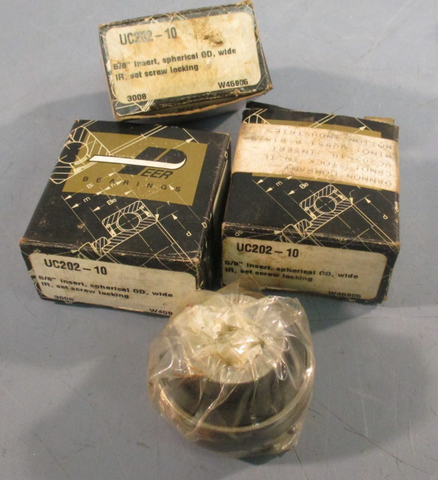 Peer UC202-10 Insert Bearing 5/8" Bore Spherical OD (Lot of 3)