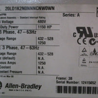 Allen Bradley 20LD1K2N0NNNCNW0WN A PowerFlex 700L AC Drive 1150 HP 1250 Amp