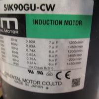 ORIENTAL MOTOR 5IK90GUCWE INDUCTION MOTOR, 1PH, 220/230V, 5/60Hz