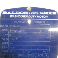 BALDORE RELIANCE WASHDOWN DUTY MOTOR TEFC, 1/2 HP, 115/230V, 272889PSP