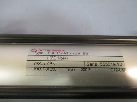 Norgren Pneumatic Cylinder Stroke8", L(22)N(44), 250MAX PSI EJ0377A1REV. #3