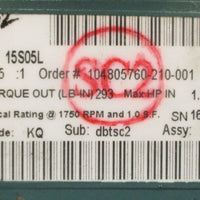 Dodge Tigear 2 15S05L Worm Gear Speed Reducer 5:1 Ratio 1/2" and 3/4" Shaft Dia