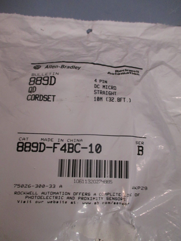 ALLEN BRADLEY QD CORDSET FEMALE STRAIGHT 4 PIN SERIES B 889DF4BC10