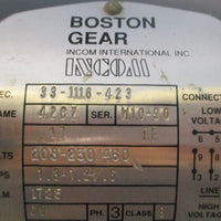 Boston Gear 331116423 AC Motor 3PH 1725RPM 0.17HP 60Hz 1/2" Shaft Dia
