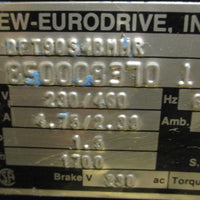 Sew Eurodrive FA70DT90S43MHR Gearmotor DFT90S4BMHR 177.18:1 Ratio 1.5 HP