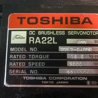 Toshiba DC Brushless Servo Motor 22L2-0400R 400W 2000RPM NEW