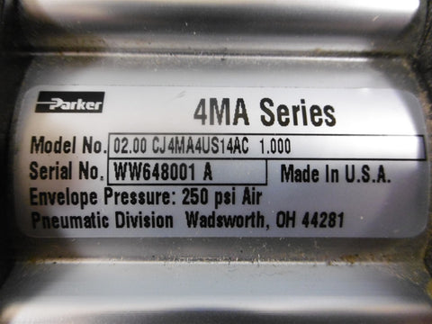 Parker 4MA 02.00 CJ4MA4US14AC 1.000 Pneumatic Cylinder - Used