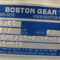 Boston Gear BKCHF72140KPB5HS1P19 Gear Reducer .81HP 40:1 Ratio 13/16" Bore
