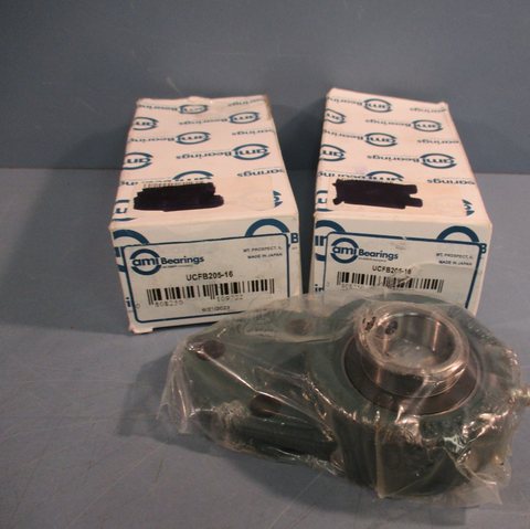 Lot of (2) AMI Bearing UCFB205-16 Flange Bearing 1" Bore, 3-Bolt Self-Aligning