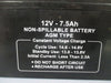 GRAINGER Non-Spillable Sealed Lead-Acid Battery 12V 7.5Ah 5EFG8