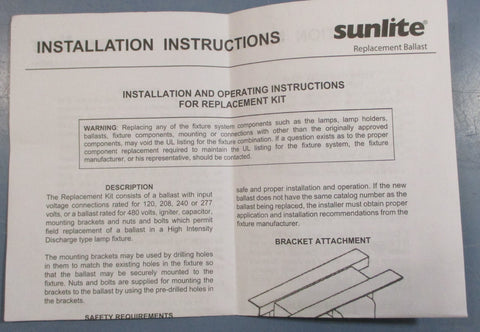 Sunlite 40410SUSB70/H/QT High Pressure Sodium Quad Tap Ballast Kit