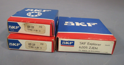 Lot of three SKF Groove Ball Bearing 6205ZJEM