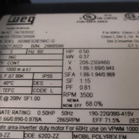 WEG Motor 5018ES3E56CS w/Boston Gear Reducer 4:1 Ratio, HMF14KB6B5/F05004