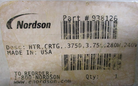 (Lot of 3) Nordson 938126 Heater Cartridge 3/8" Dia. 33/4" Long 240V 280W