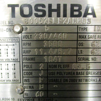 Toshiba B0052FLF2AMH03 Induction Motor 3 PH 5HP 3500RPM 11/8" Shaft Dia NOS