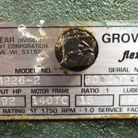 Grove Gear TM2262 Gear Reducer Flexaline 15:1 Ratio 2.92 input HP left output