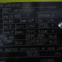 Baldor Reliance EM4406T-4 3-Phase Motor MP44G3907 150HP 1785RPM 3-3/8" Shaft Dia
