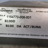 Flowserve AutoMax Pneumatic Valve Actuator, B100 DA ACT BUNA PART# B100D