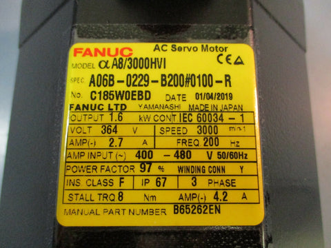 Fanuc AC Servo Motor A06B0229B200#0100R NEW