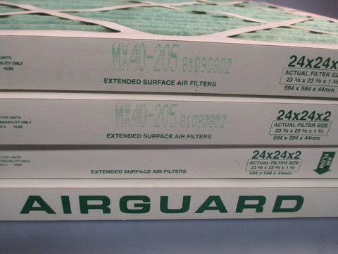 Lot of (4) AIR GUARD Pleated Panel Extended Surface Filter MX40-205- 24X24X2