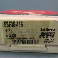 Browning 3 Bolt Ball Bearing Flange Block SSF3S116 1" Dia Shaft Set Screw