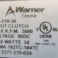 NOS Warner EM-210-30 Electro Module Input Clutch 5371-270-024 90VDC 3600RPM